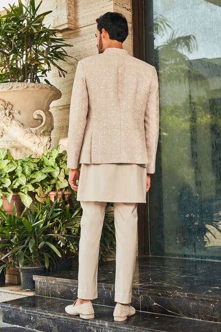 Shop Bohame Ivory Georgette, Terrycloth Chains, Arit Chikankari Open Jacket And Kurta Set at Aza Fashions Shop_Bohame_Ivory Georgette, Terrycloth Chains, Arit Chikankari Open Jacket And Kurta Set_at_Aza_Fashions