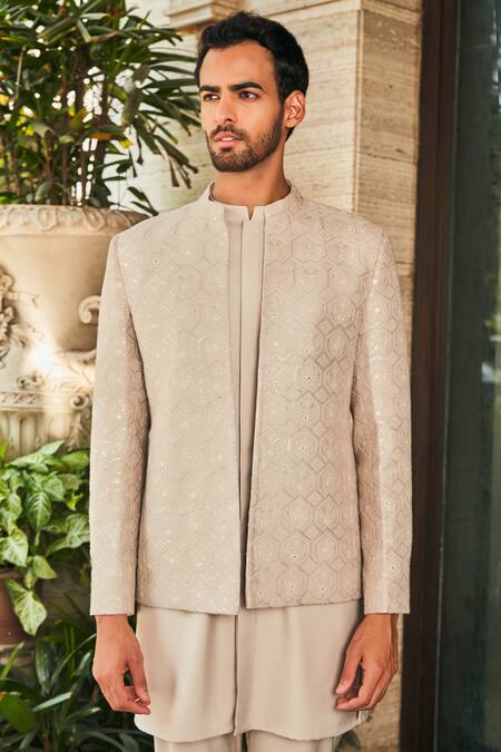 Buy Bohame Ivory Georgette, Terrycloth Chains, Arit Chikankari Open Jacket And Kurta Set Online at Aza Fashions Buy_Bohame_Ivory Georgette, Terrycloth Chains, Arit Chikankari Open Jacket And Kurta Set_Online_at_Aza_Fashions