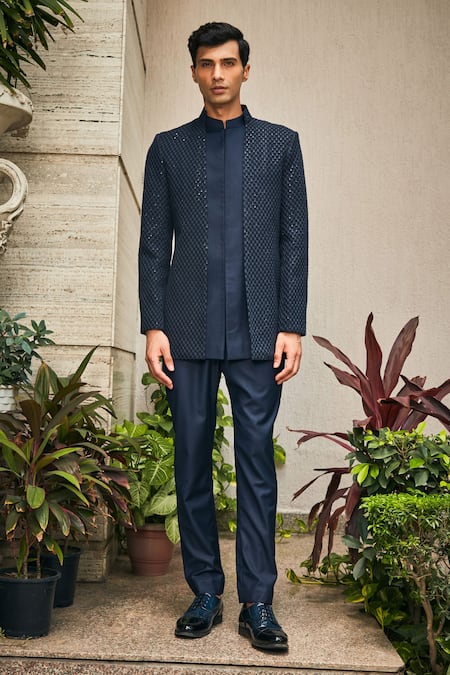 Bohame Krit Chikankari Achkan Jacket With Pant 