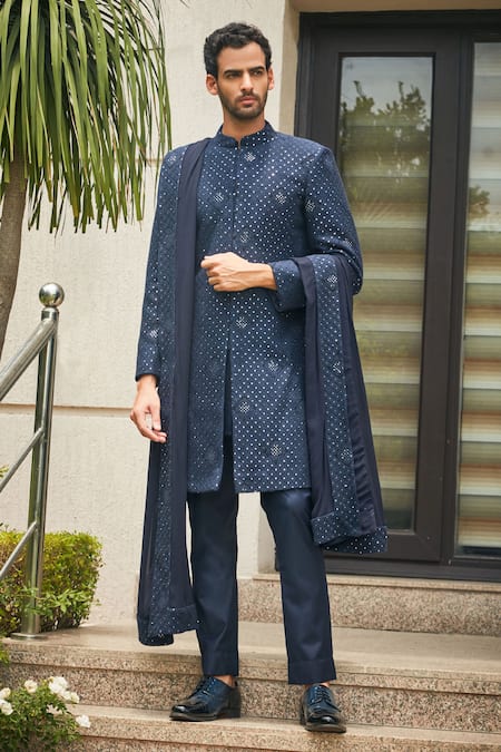 Bohame Anvit Chikankari Sherwani With Kurta Set 