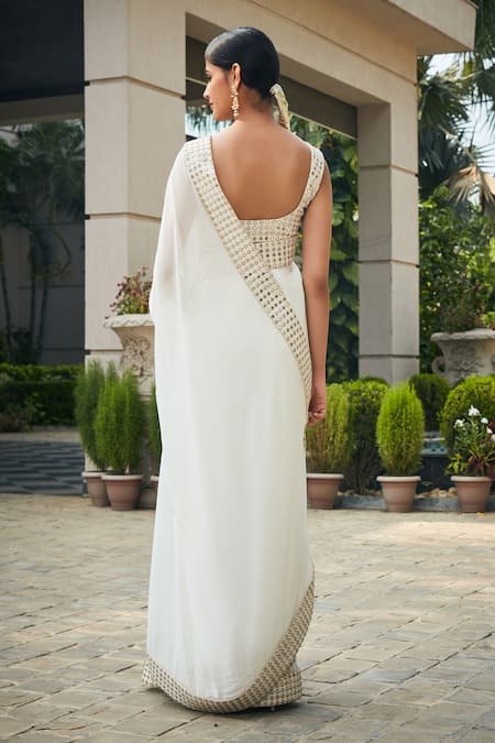 Bohame Ayra Chikankari Mirror Work Saree With Blouse 