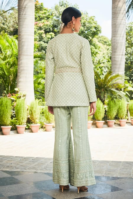 Bohame Rania Embroidered Tunic & Flared Pant Set 