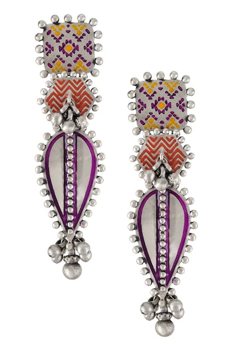Shop Tribe Amrapali Multi Color Enamel Anjuli Ghungroo Dangler Earrings at Aza Fashions Shop_Tribe Amrapali_Multi Color Enamel Anjuli Ghungroo Dangler Earrings _at_Aza_Fashions