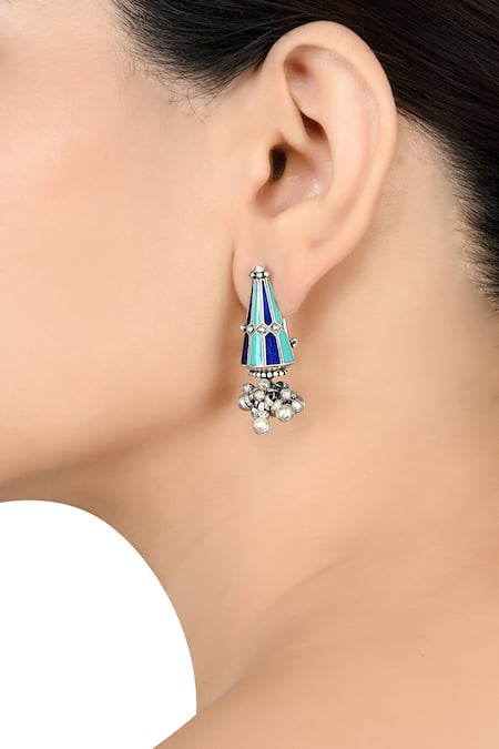 Tribe Amrapali Multi Color Crystals Kajri Ghungroo Earrings 