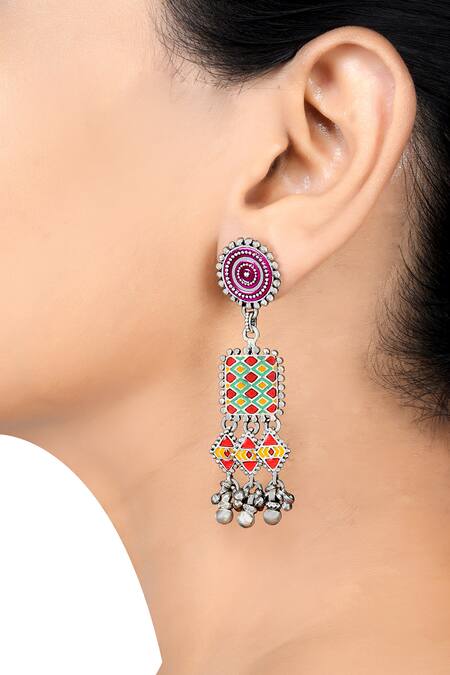 Tribe Amrapali Pink Enamel and Coin Chandrika Floating Earrings for Women :  Amazon.in: Fashion