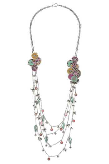 Shop Tribe Amrapali Multi Color Enamel Ghungroo Drop Layered Necklace at Aza Fashions Shop_Tribe Amrapali_Multi Color Enamel Ghungroo Drop Layered Necklace _at_Aza_Fashions