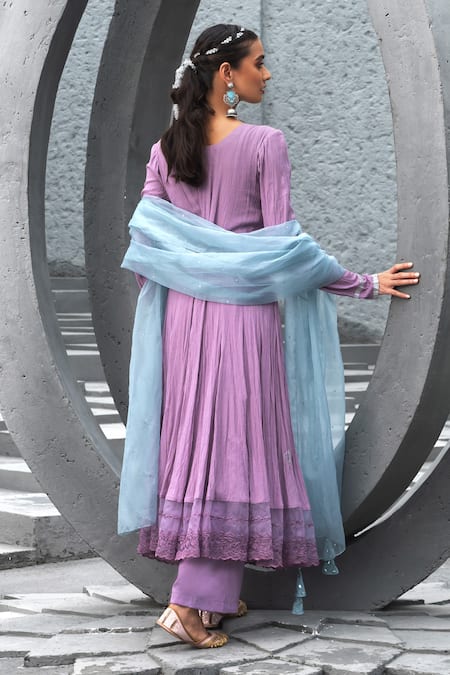 Shop Chhavvi Aggarwal Purple , Organza, Satin Sequins, Floral Foil Print Anarkali Set at Aza Fashions Shop_Chhavvi Aggarwal_Purple , Organza, Satin Sequins, Floral Foil Print Anarkali Set _at_Aza_Fashions