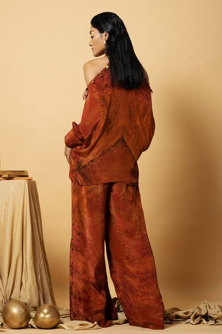 Label Shristi Chetani Abstract Pattern Top & Flared Pant Set 