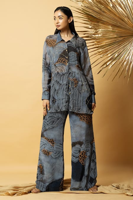 LABEL SHRISTI CHETANI Abstract Pattern Shirt & Pant Set 