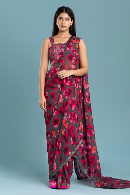 Raasa Dancing Dynamo Pre-Draped Printed Saree With Blouse 