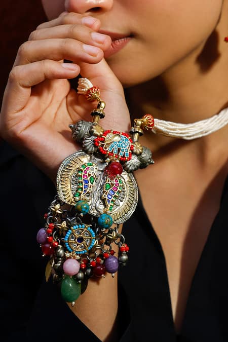 Zevar King Multi Color Beads Kundan And Embellished Set Online at Aza Fashions Zevar King_Multi Color Beads Kundan And Embellished Set _Online_at_Aza_Fashions