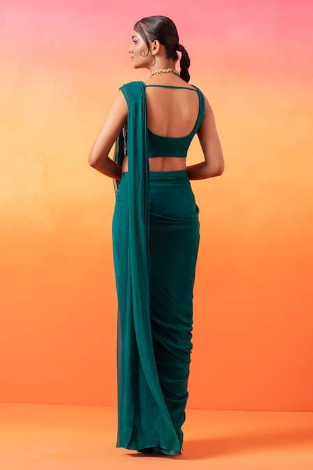 Seema Thukral Pre-Stitched Saree With Hand Embroidered Blouse 