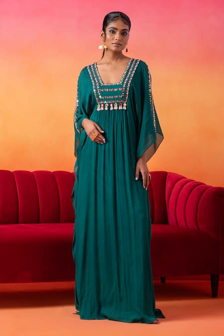 Seema Thukral Neck Embroidered Kaftan 