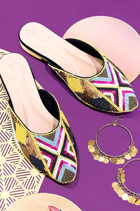 Soleart Kaleidoscope Sequin Embroidered Mules 