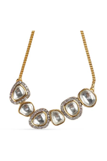 Vasundhara Silver Plated Imitation Diamonds Geometric Kundan And Zirconia Bracelet Online at Aza Fashions Vasundhara_Silver Plated Imitation Diamonds Geometric Kundan And Zirconia Bracelet _Online_at_Aza_Fashions