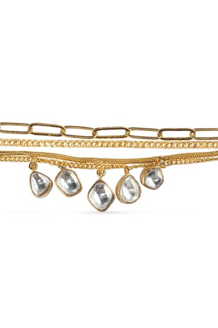 Vasundhara Silver Plated Crystals Layered Kundan And Cubic Zirconia Bracelet Online at Aza Fashions Vasundhara_Silver Plated Crystals Layered Kundan And Cubic Zirconia Bracelet _Online_at_Aza_Fashions