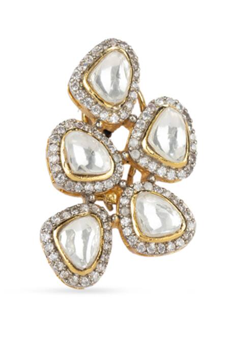 Vasundhara Silver Plated Cut Work, Crystals Cubic Zirconia Embellished Cutwork Earrings Online at Aza Fashions Vasundhara_Silver Plated Cut Work, Crystals Cubic Zirconia Embellished Cutwork Earrings _Online_at_Aza_Fashions