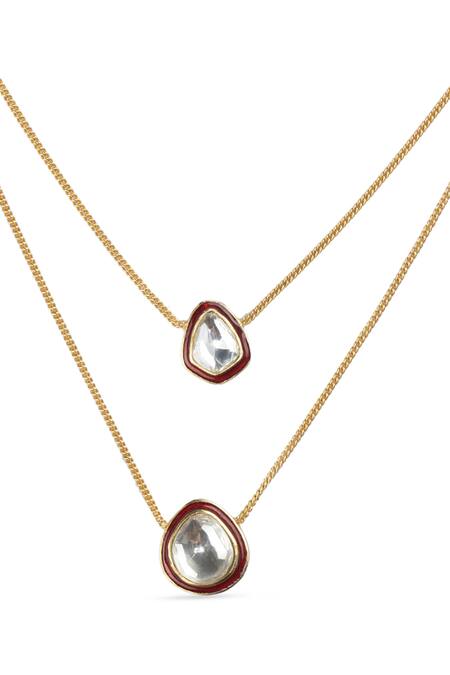 Vasundhara Gold Plated Kundan And Cubic Zirconia Pendant Necklace Online at Aza Fashions Vasundhara_Gold Plated Kundan And Cubic Zirconia Pendant Necklace _Online_at_Aza_Fashions