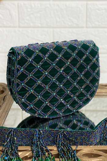 Kainiche By Mehak Green Beads, Sequins Embellished Bag Online at Aza Fashions Kainiche By Mehak_Green Beads, Sequins Embellished Bag_Online_at_Aza_Fashions