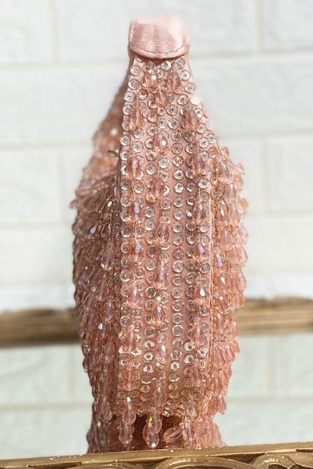 Kainiche By Mehak Pink Embellished Raw Silk Rhinestone Potli Online at Aza Fashions Kainiche By Mehak_Pink Embellished Raw Silk Rhinestone Potli _Online_at_Aza_Fashions