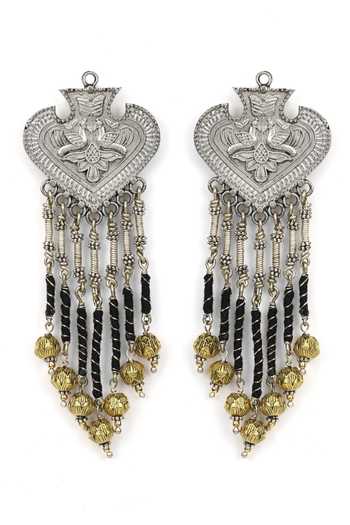 Buy Black Beads Nakshatra Kaanphool Dangler Earrings by Heer-House Of ...