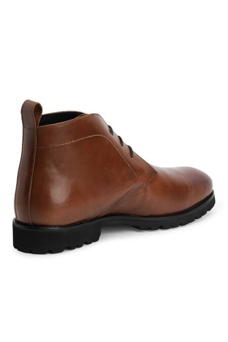 Buy_Hats Off Accessories_Brown Leather Lace-up Ankle Boots