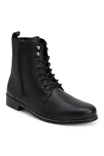 Buy_Hats Off Accessories_Black Genuine Leather Ankle Boots_Online_at_Aza_Fashions
