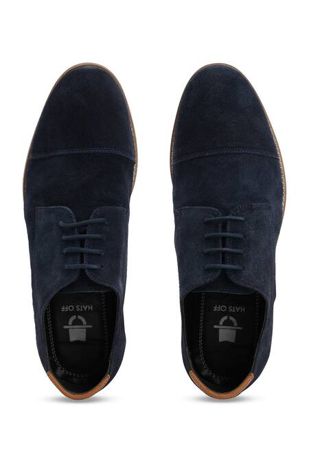 Hats Off Accessories_Blue Navy Leather Derby Shoes_Online_at_Aza_Fashions