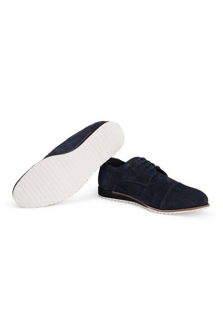 Buy_Hats Off Accessories_Blue Navy Leather Derby Shoes_Online_at_Aza_Fashions