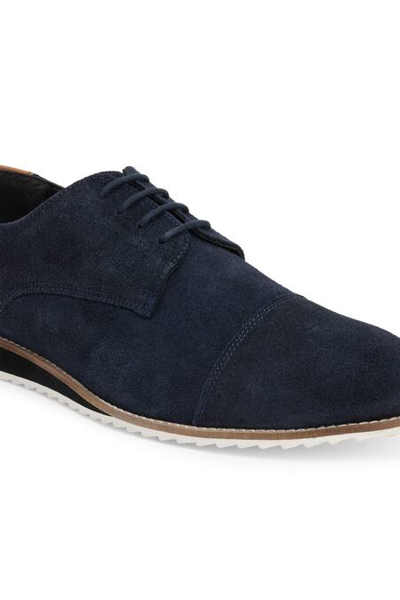 Shop_Hats Off Accessories_Blue Navy Leather Derby Shoes_Online_at_Aza_Fashions
