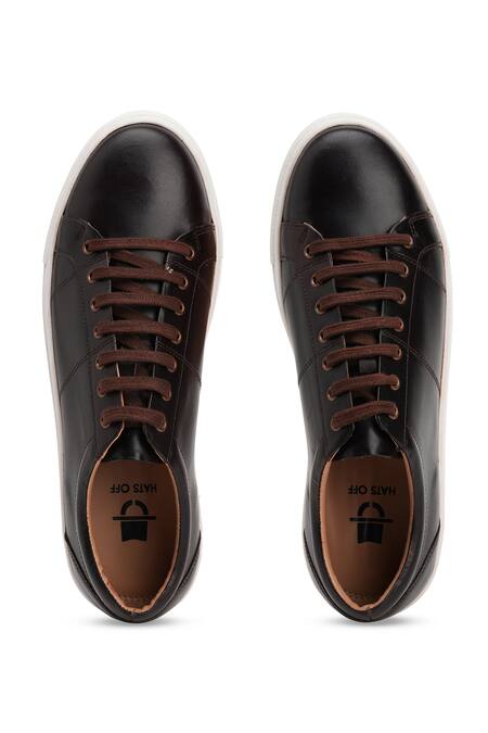 Hats Off Accessories Black Matte Genuine Leather Casual Sneakers Online at Aza Fashions Hats Off Accessories_Black Matte Genuine Leather Casual Sneakers_Online_at_Aza_Fashions