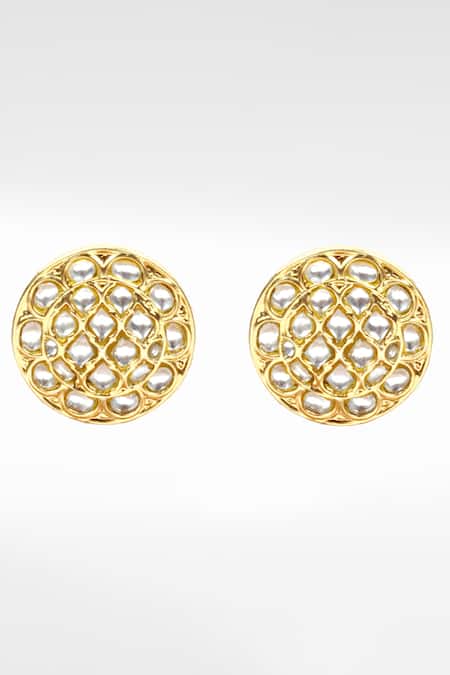 Sangeeta Boochra Gold Plated Crystals Kundan Work Stud Earrings Online at Aza Fashions Sangeeta Boochra_Gold Plated Crystals Kundan Work Stud Earrings _Online_at_Aza_Fashions
