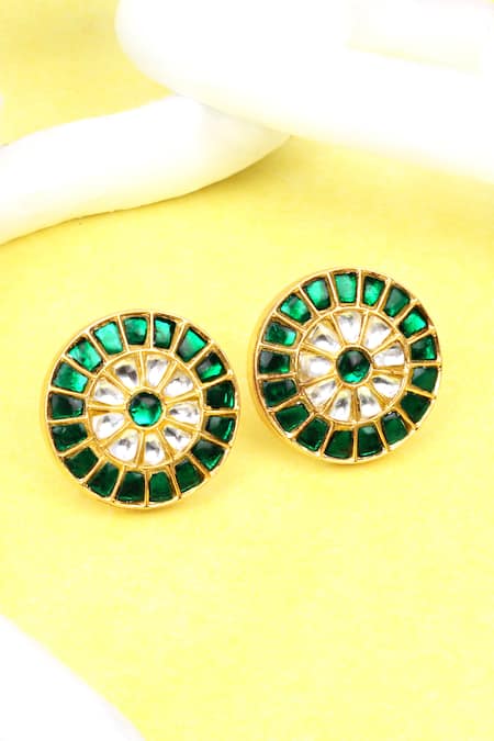 Sangeeta Boochra Gold Plated Stones Studded Earrings 