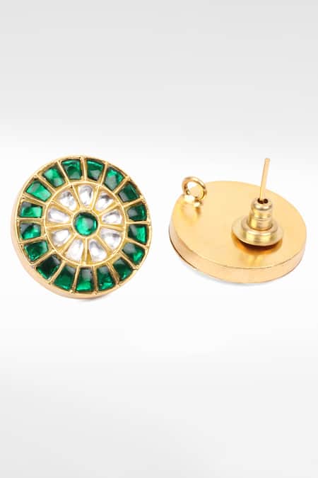 Shop Sangeeta Boochra Gold Plated Stones Studded Earrings at Aza Fashions Shop_Sangeeta Boochra_Gold Plated Stones Studded Earrings _at_Aza_Fashions