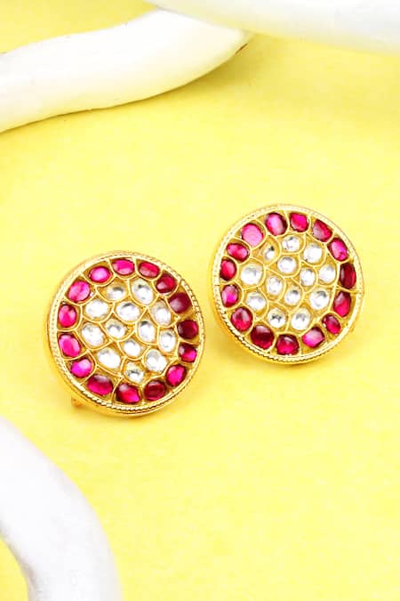 Gold Plated Ruby Stones Drops Earrings Buy Online|Kollam Supreme