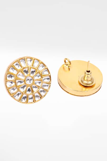 Plain gold-plated round stud earrings | Laval Europe
