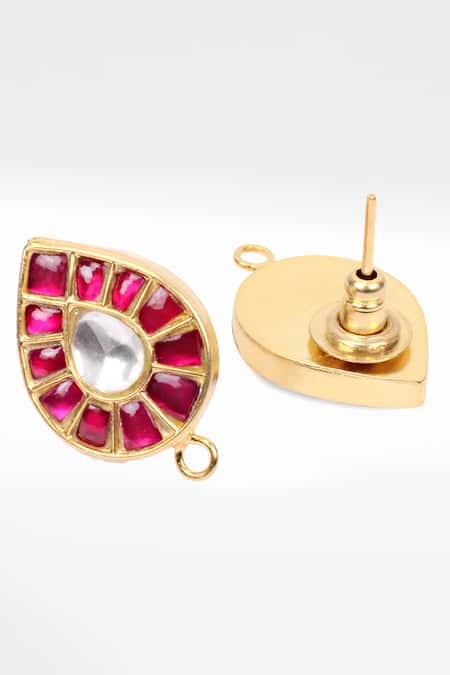 Shop Sangeeta Boochra Gold Plated Stones Ruby Work Stud Earrings at Aza Fashions Shop_Sangeeta Boochra_Gold Plated Stones Ruby Work Stud Earrings _at_Aza_Fashions