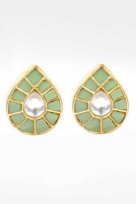 Sangeeta Boochra Gold Plated Stones, Diamonds Silver Drop Studded Earrings Online at Aza Fashions Sangeeta Boochra_Gold Plated Stones, Diamonds Silver Drop Studded Earrings _Online_at_Aza_Fashions