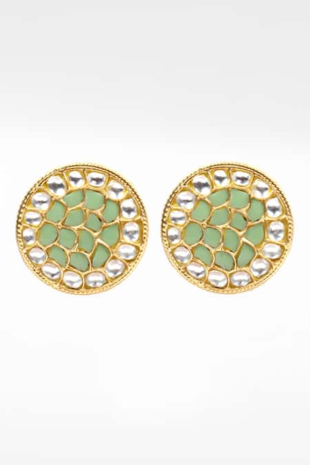 Sangeeta Boochra Gold Plated Stones, Diamonds Silver Studded Earrings Online at Aza Fashions Sangeeta Boochra_Gold Plated Stones, Diamonds Silver Studded Earrings _Online_at_Aza_Fashions