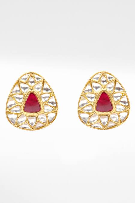 Sangeeta Boochra Gold Plated Diamonds, Stones Handcrafted Kundan Embellished Earrings Online at Aza Fashions Sangeeta Boochra_Gold Plated Diamonds, Stones Handcrafted Kundan Embellished Earrings _Online_at_Aza_Fashions