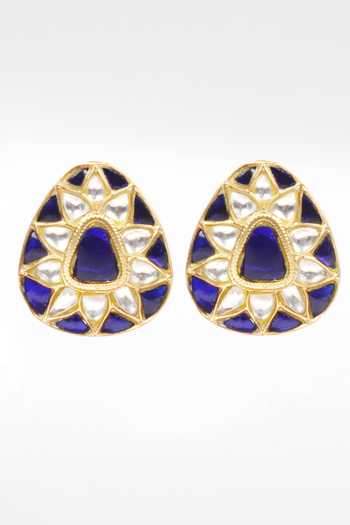 Sangeeta Boochra Gold Plated Stones Floral Kundan Encrusted Earrings Online at Aza Fashions Sangeeta Boochra_Gold Plated Stones Floral Kundan Encrusted Earrings _Online_at_Aza_Fashions