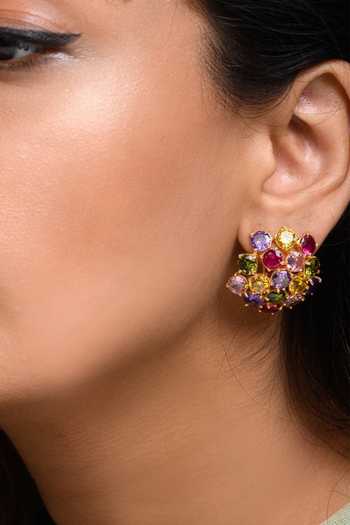 Mnsh Multi Color Crystals Bauble Embellished Stud Earrings 1