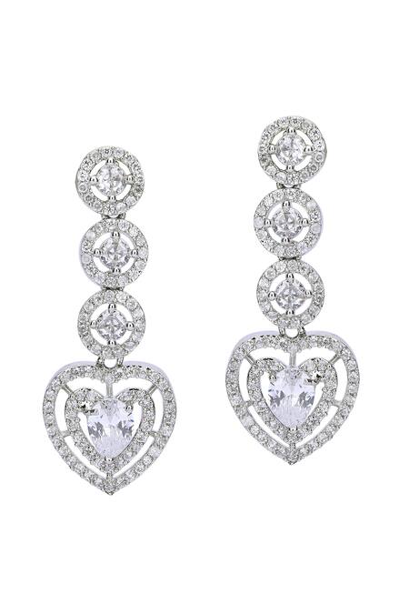 Buy_Auraa Trends_White Imitation Diamonds Heart Pattern Necklace And Earrings Set 