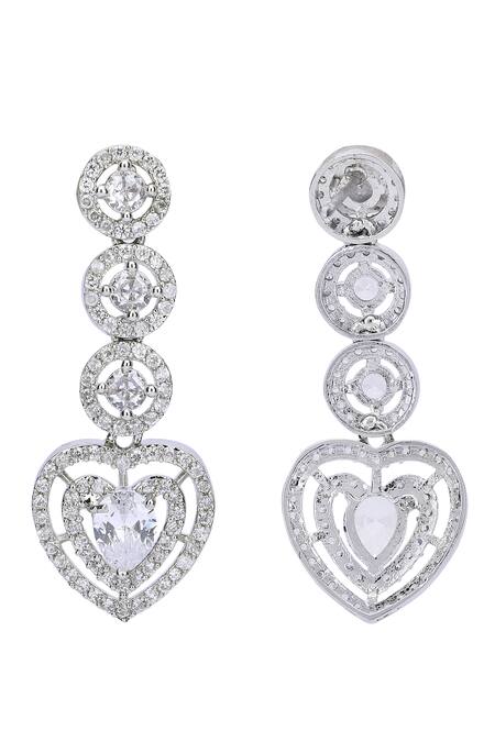 Shop_Auraa Trends_White Imitation Diamonds Heart Pattern Necklace And Earrings Set 
