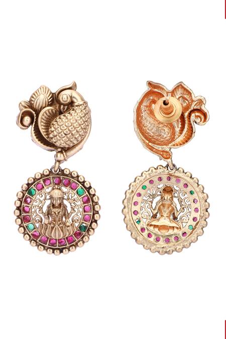 Buy_Auraa Trends_Gold Plated Stones Temple Motif Embellished Choker Set 