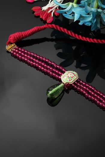 Shop Dugran By Dugristyle Pink Floral Meenakari Work Choker Necklace at Aza Fashions Shop_Dugran By Dugristyle_Pink Floral Meenakari Work Choker Necklace _at_Aza_Fashions