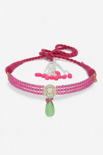 Dugran By Dugristyle Pink Floral Meenakari Work Choker Necklace Online at Aza Fashions Dugran By Dugristyle_Pink Floral Meenakari Work Choker Necklace _Online_at_Aza_Fashions