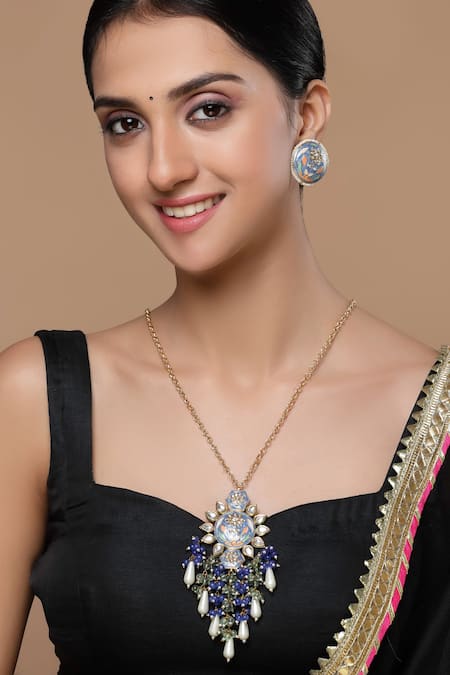 Dugran By Dugristyle Meenakari Work Embellished Pendant Necklace 