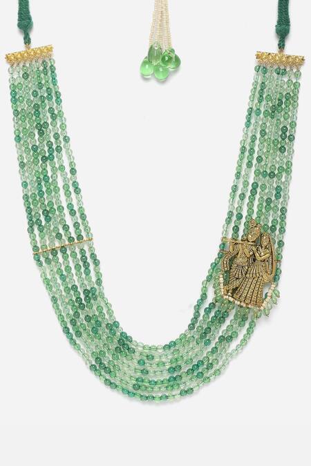 Buy Dugran By Dugristyle Green Radha Krishna Layered Necklace Online at Aza Fashions Buy_Dugran By Dugristyle_Green Radha Krishna Layered Necklace _Online_at_Aza_Fashions