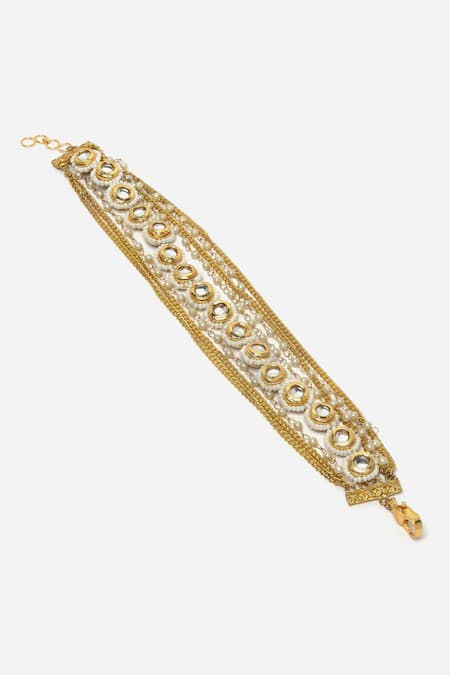 Dugran By Dugristyle Gold Plated Crystals, Pearls Kundan And Embellished Anklets Online at Aza Fashions Dugran By Dugristyle_Gold Plated Crystals, Pearls Kundan And Embellished Anklets _Online_at_Aza_Fashions